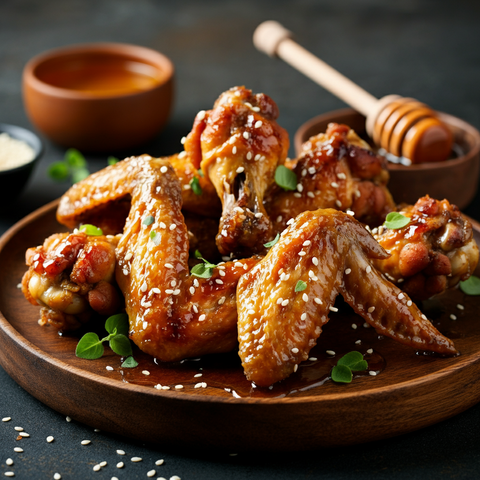 Image of honey hot chicken with hot homey sauce in picture