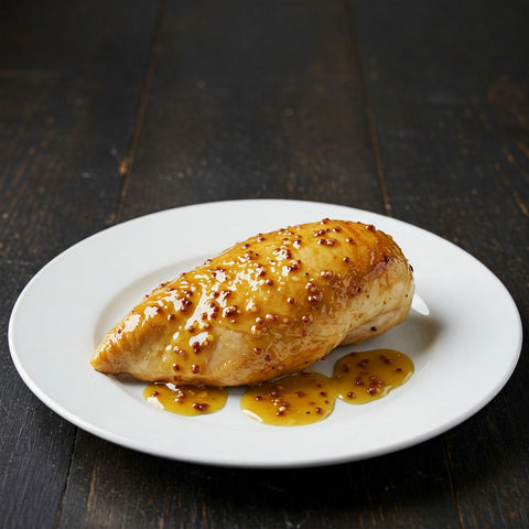 Sweet & Spicy Honey Mustard Sauce glazed on chicken